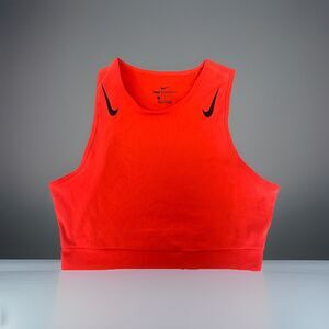Women's Nike AeroSwift Running Crop Top Shirt Lightweight Neon Orange Medium